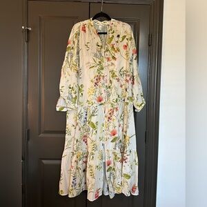 H&M Floral Sheer Midi Dress with Slip Liner — Size L
